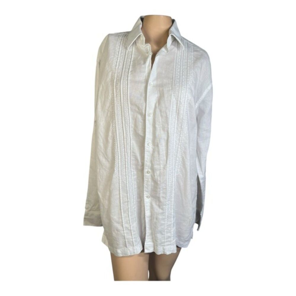 NoNo Nono Maldonado White Linen Blend Button Down Shirt Size 16